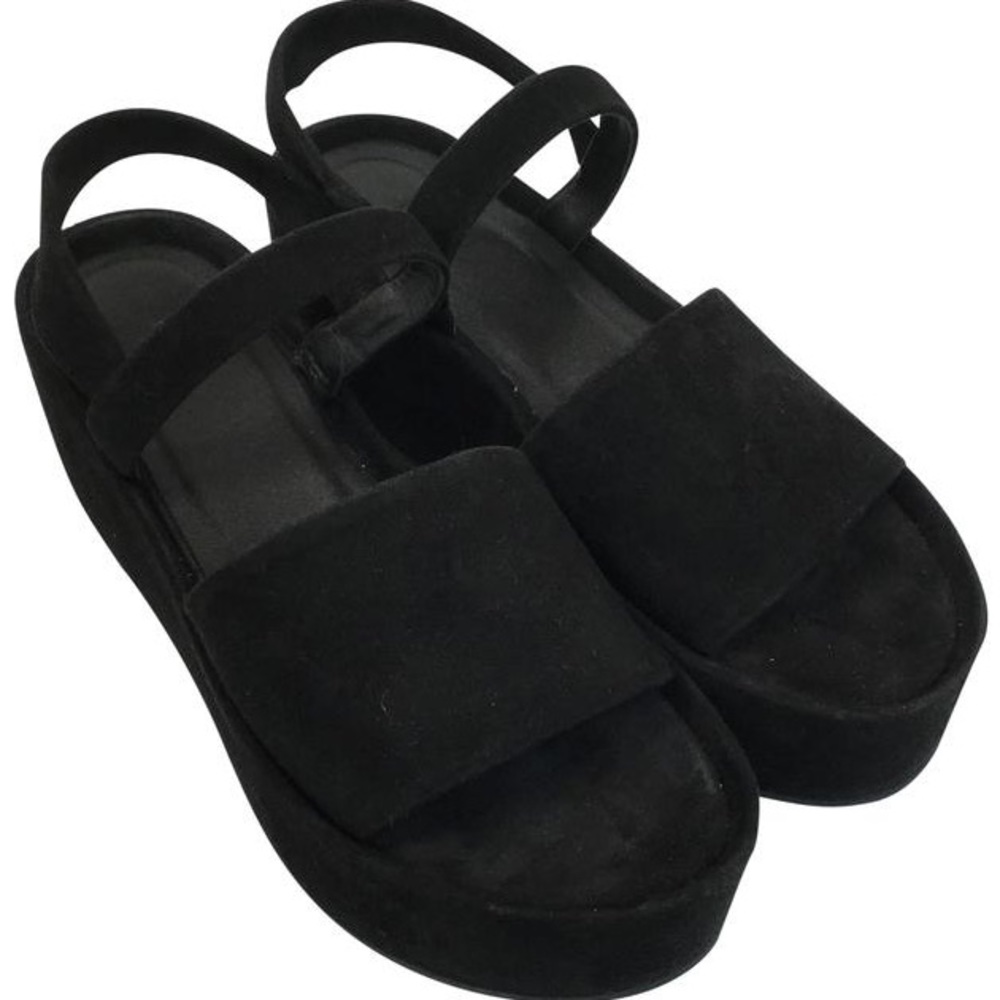 FURLA CAPRICCIO SLINGBACK BLACK PLATFORM SUEDE SANDALS